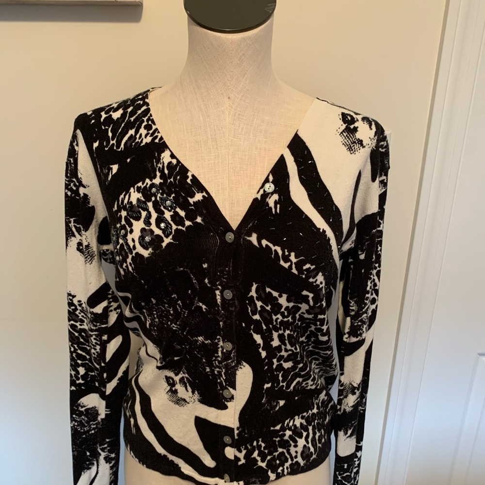 Animal print cardigan sweater